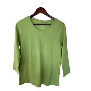 Pendleton v neck top size women's medium green nwt